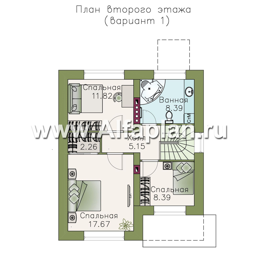 Изображение плана проекта «Оптима»- проект двухэтажного дома, в современном стиле, удобная планировка №2