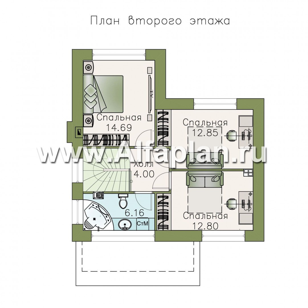 Изображение плана проекта «Панорама» - проект простого двухэтажного дома из газобетона, в современном стиле №3