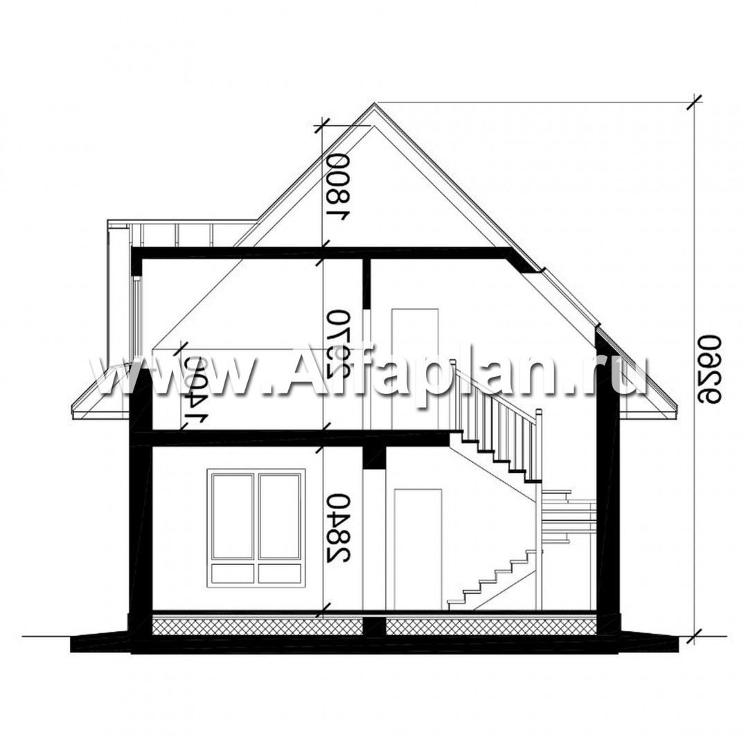 Изображение плана проекта Проект дома с мансардой, планировка 3 спальни, с эркером и кабинетом на 1 эт, для маленького участка №3