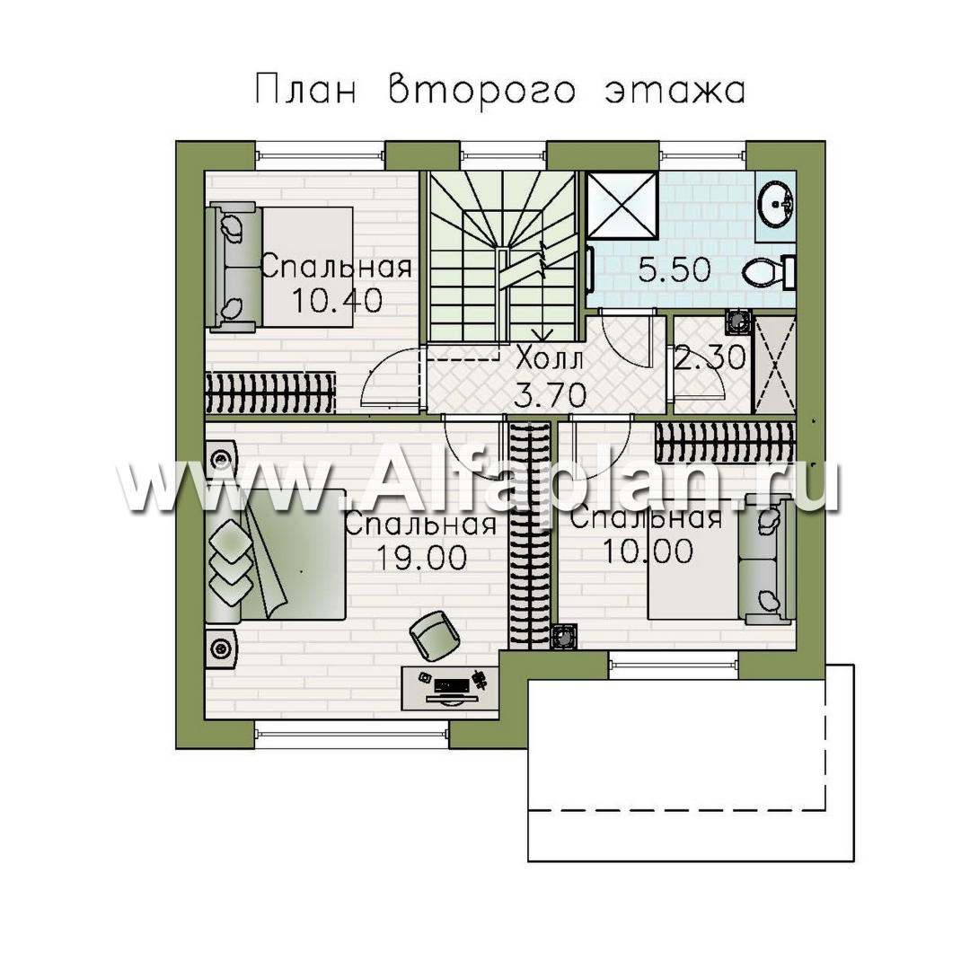 Изображение плана проекта «Бессер» - проект каркасного дома с мансардой, удобная планировка, лучшее использование пространства №2