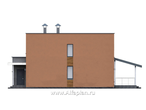 «Коронадо» - проект дома, 2 этажа, с террасой и плоской крышей, мастер спальня, в стиле хай-тек - превью фасада дома