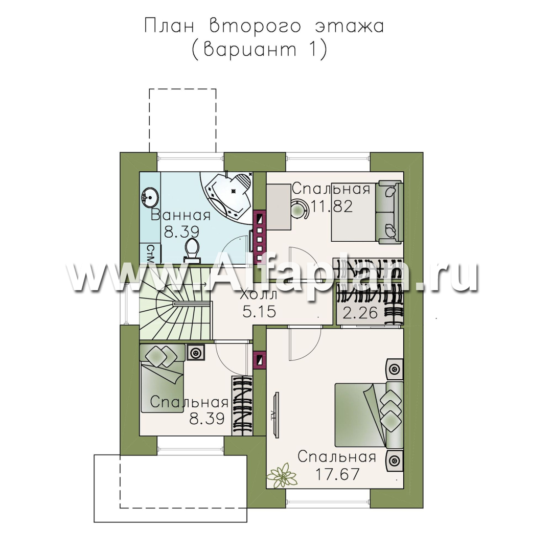 Изображение плана проекта «Оптима»- проект двухэтажного дома, в современном стиле, удобная планировка №2