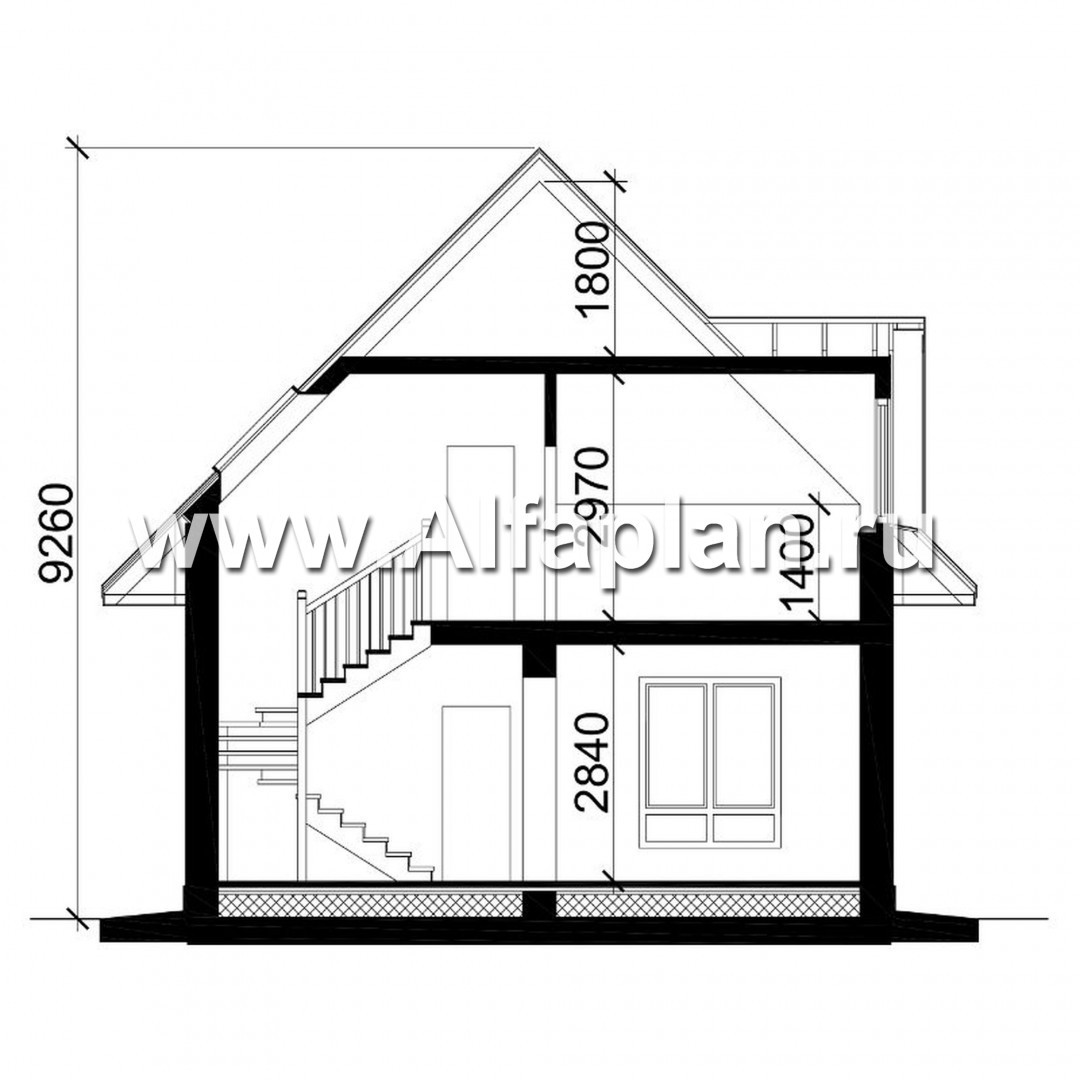 Изображение плана проекта Проект дома с мансардой, планировка 3 спальни, с эркером и кабинетом на 1 эт, для маленького участка №3