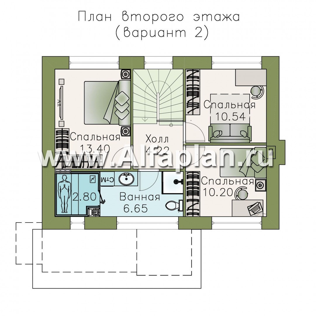 Изображение плана проекта «Карат» - проект простого двухэтажного дома из газобетона, в современном стиле №3