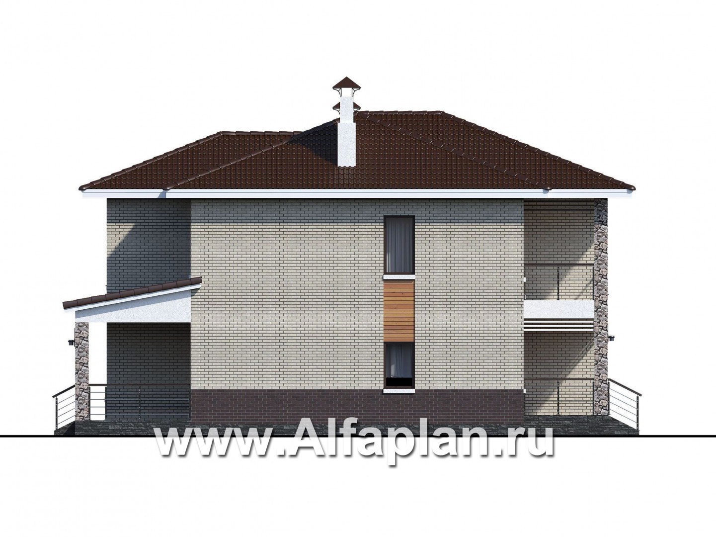 Проекты домов Альфаплан - «Формула успеха» - загородный дом с удобной планировкой - изображение фасада №3