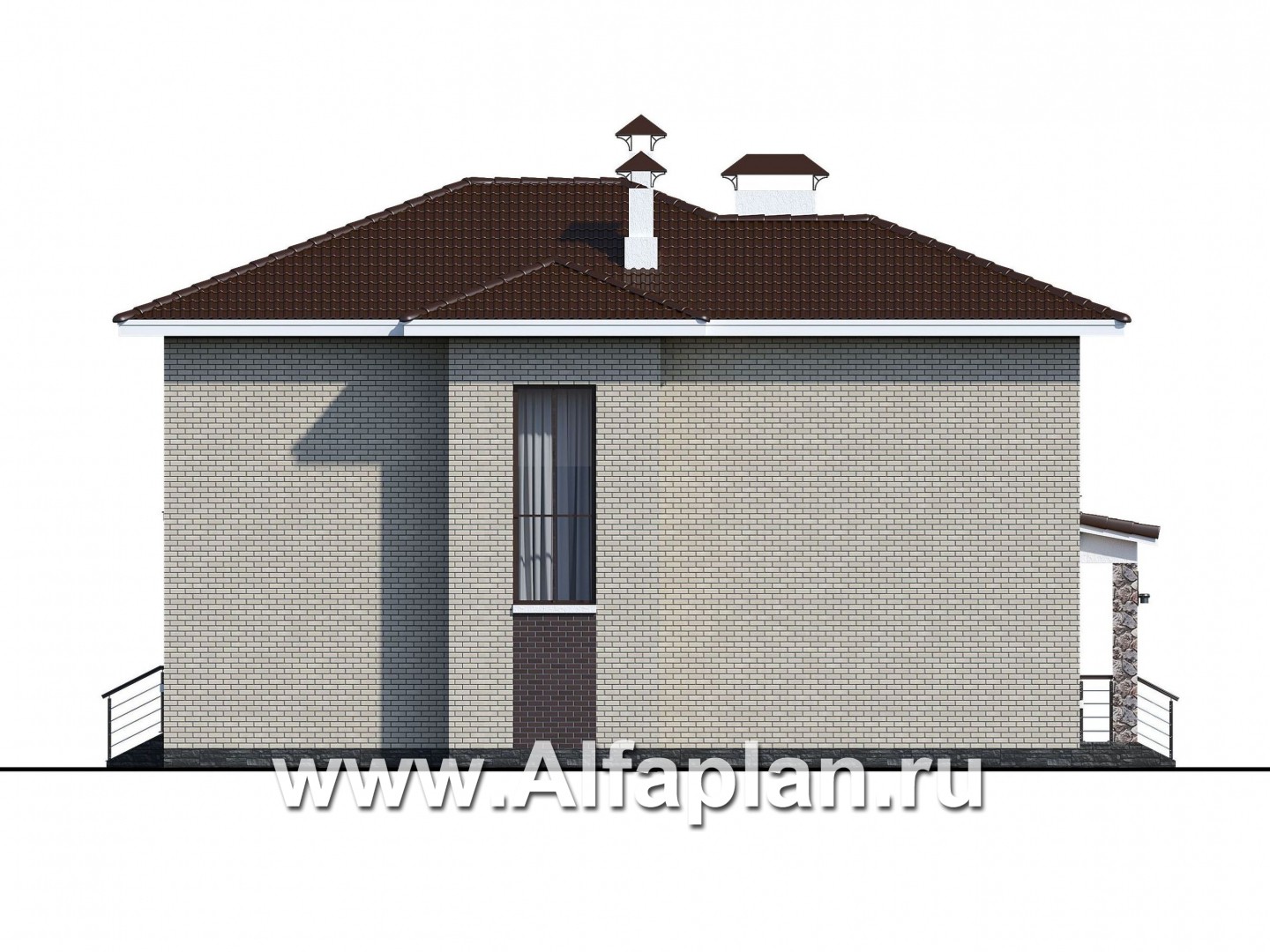 Проекты домов Альфаплан - «Формула успеха» - загородный дом с гаражом - изображение фасада №2