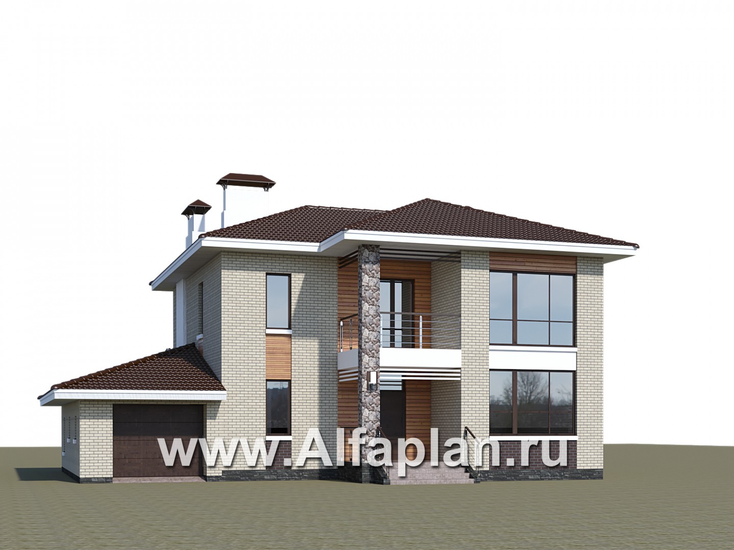 Проекты домов Альфаплан - «Формула успеха» - загородный дом с гаражом - дополнительное изображение №2
