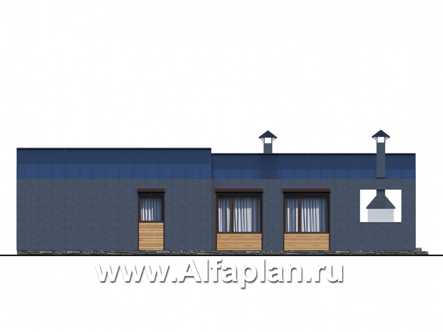 Проекты домов Альфаплан - «Лямбда» - просторный дом в современном стиле. Увеличены спальни - изображение фасада №3