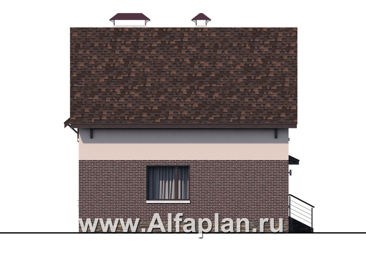 Проекты домов Альфаплан - «Оптима»- стильный современный дом из кирпичей или газобетона - изображение фасада №3