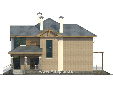 Проекты домов Альфаплан - «Вектор» - загородный коттедж с большими окнами - превью фасада №2