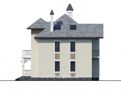 Проекты домов Альфаплан - «Разумовский» - элегантный загородный коттедж с террасой - превью фасада №2