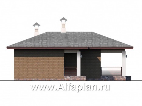 Проекты домов Альфаплан - Баня с небольшим бассейном и террасой - превью фасада №3