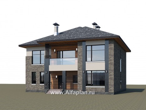 Проекты домов Альфаплан - «Неман» - загородный дом с двусветной гостиной - превью дополнительного изображения №1
