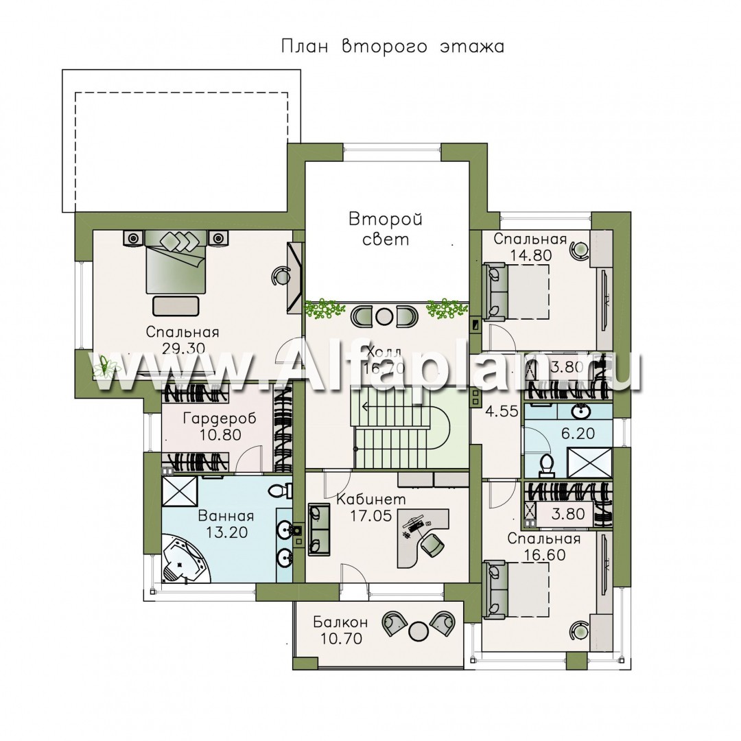 Проекты домов Альфаплан - «Эльба» — современная вилла с угловым остеклением - изображение плана проекта №2