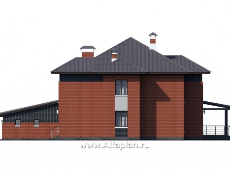 Проекты домов Альфаплан - «Рейн» — просторный современный коттедж  с большим гаражом - превью фасада №2