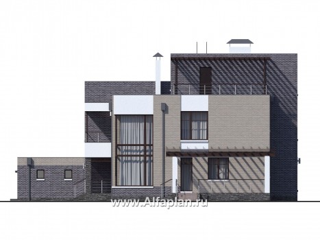 Проекты домов Альфаплан - «Эндр» — большая вилла с гаражом и  с эксплуатируемой кровлей - превью фасада №2
