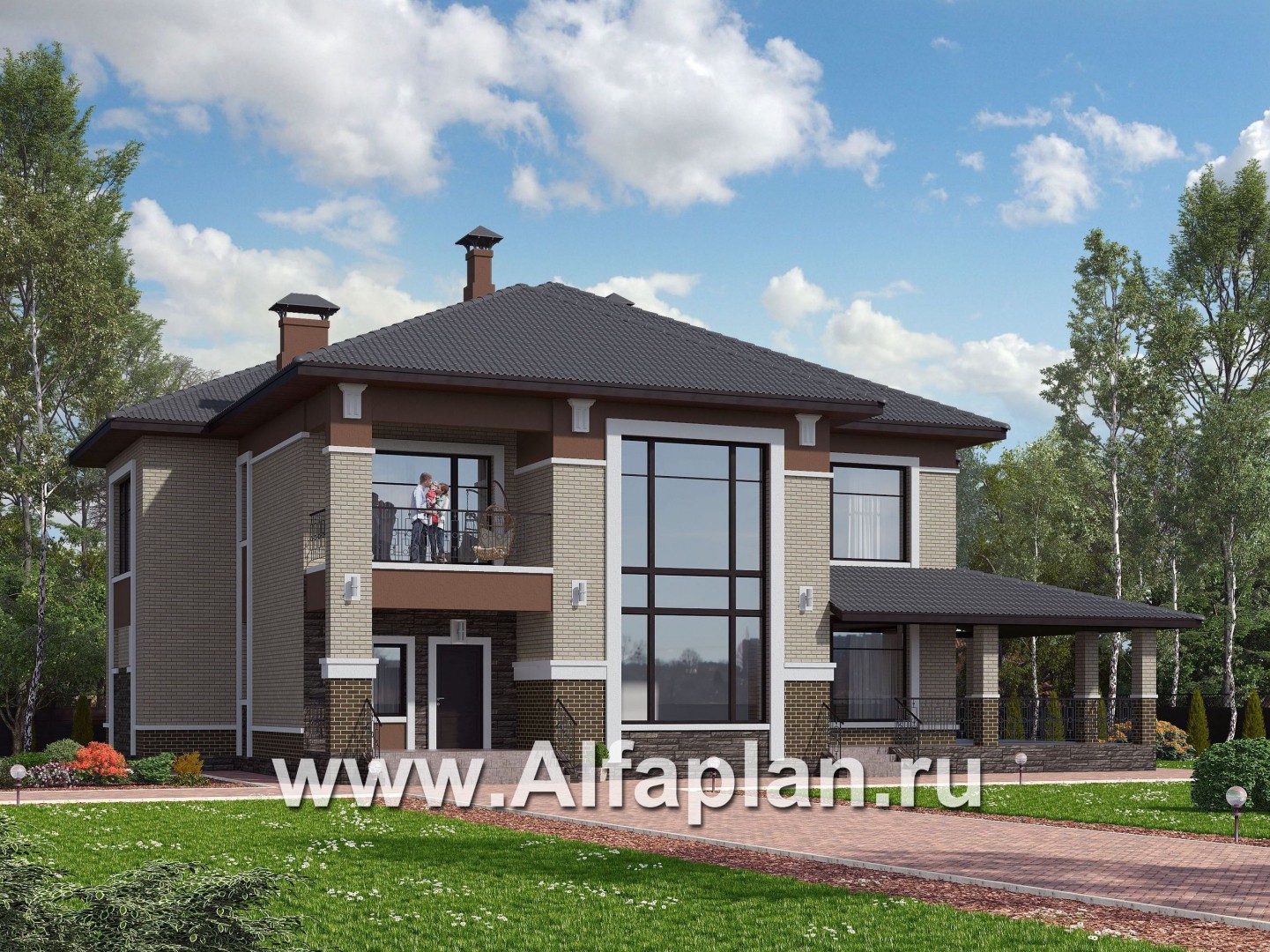 Проекты домов Альфаплан - «Тибр» — респектабельный двухэтажный особняк - основное изображение