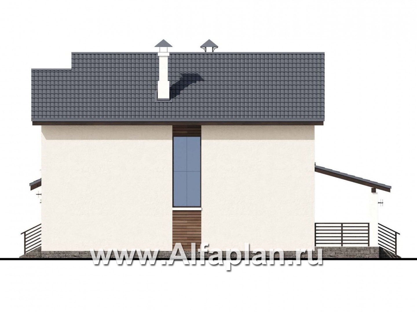 Проекты домов Альфаплан - «Весна» - экономичный и удобный дом с гаражом-навесом - изображение фасада №2