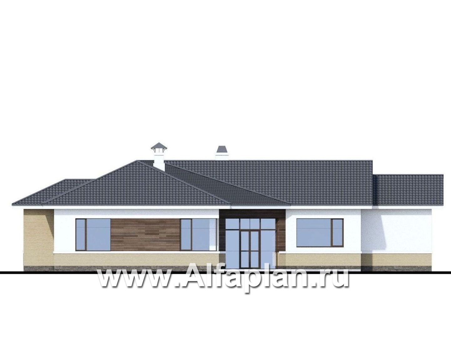 Проекты домов Альфаплан - «Модуль» — современный дом с диагональным планом - изображение фасада №2