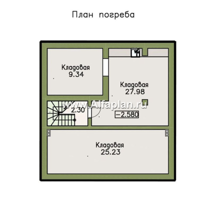 Проекты домов Альфаплан - «Модуль» — современный дом с диагональным планом - превью плана проекта №2