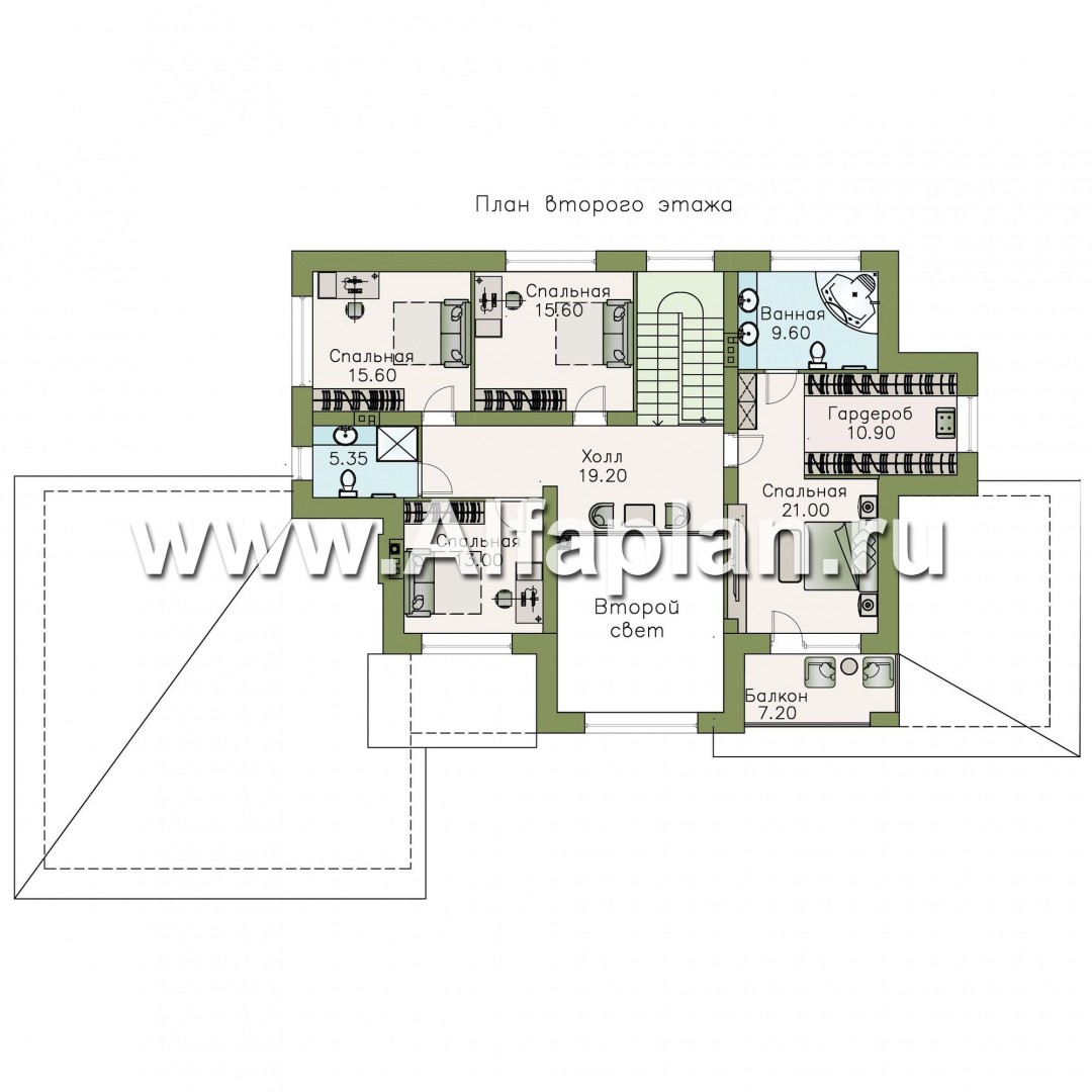 Проекты домов Альфаплан - «Арно» - проект двухэтажного дома,  с двусветной гостиной, с террасой, с гаражом на 2 авто - изображение плана проекта №4