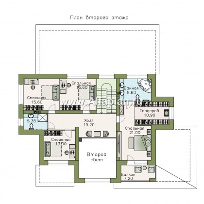 «Арно» - проект двухэтажного дома, особняк с двусветной гостиной, с террасой и сауной, с бассейном - превью план дома