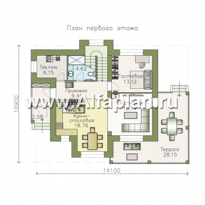 Проекты домов Альфаплан - «Стимул» - рациональный загородный дом - превью плана проекта №1