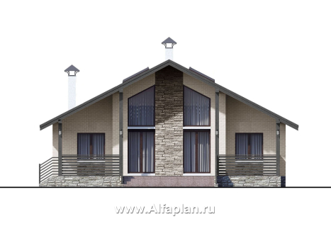 Проекты домов Альфаплан - «Моризо» - проект дома в стиле шале с четырьмя спальными комнатами - превью фасада №1