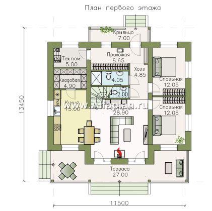 Проекты домов Альфаплан - «Моризо» - проект дома в стиле шале с четырьмя спальными комнатами - превью плана проекта №1