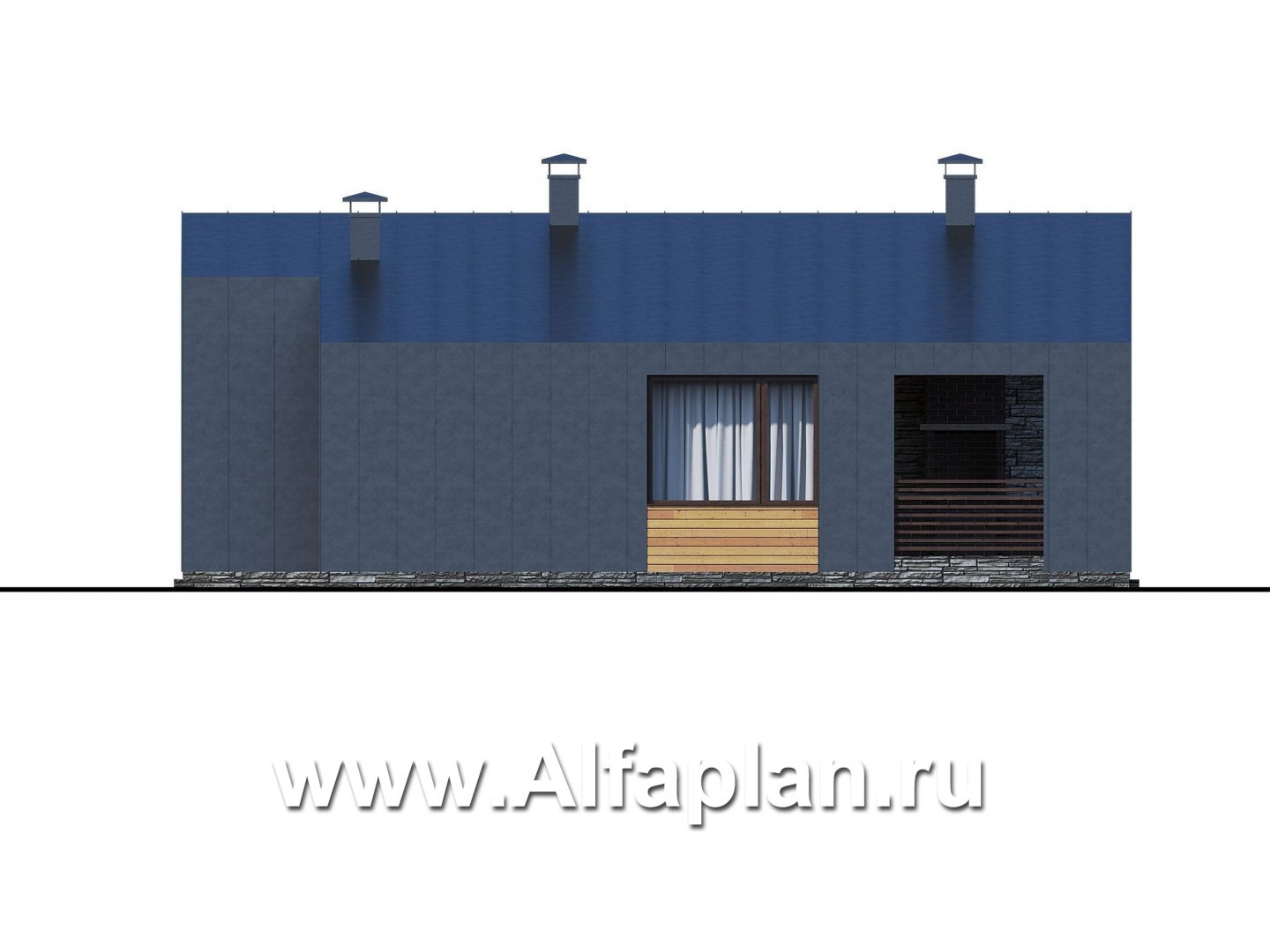 Проекты домов Альфаплан - «Альфа» - каркасный коттедж с фальцевыми фасадами - изображение фасада №2