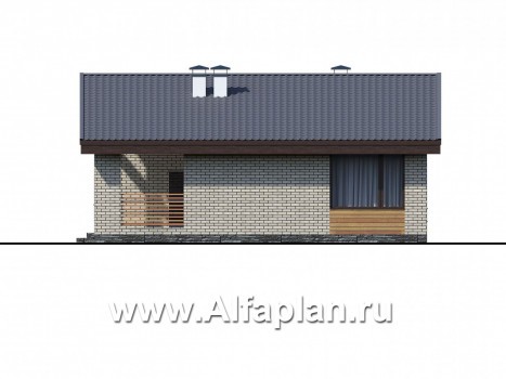 Проекты домов Альфаплан - «Бета» - стильный каркасный коттедж с террасой - превью фасада №2