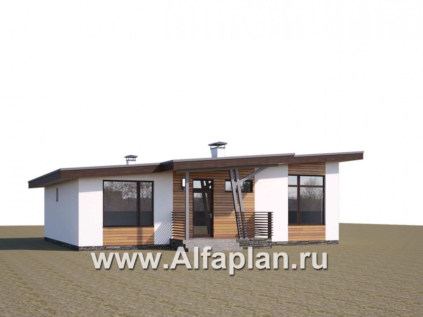 Проекты домов Альфаплан - «Вита» - загородный каркасный дом с террасой - дополнительное изображение №2