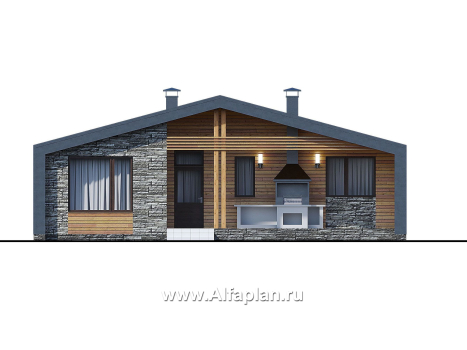 Проекты домов Альфаплан - «Эпсилон» - каркасный дом с тремя спальнями - превью фасада №1