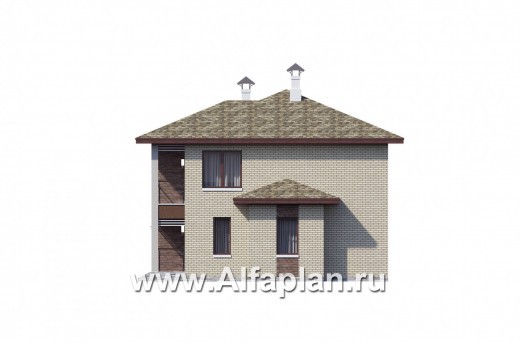 Проекты домов Альфаплан - "Рациональ" - Компактный коттедж для узкого участка - превью фасада №2