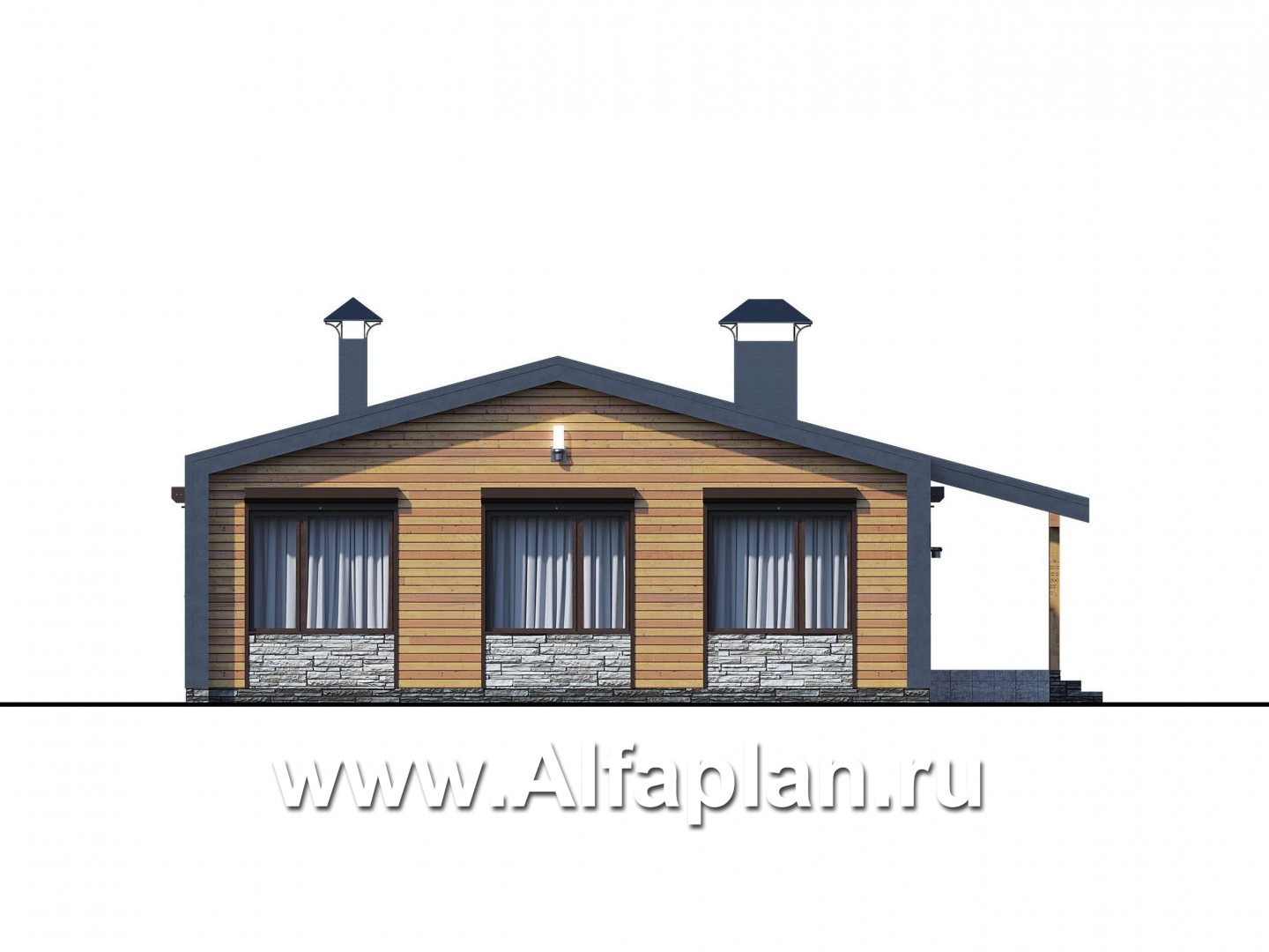 Проекты домов Альфаплан - «Лямбда» - просторный дом в современном стиле - изображение фасада №4