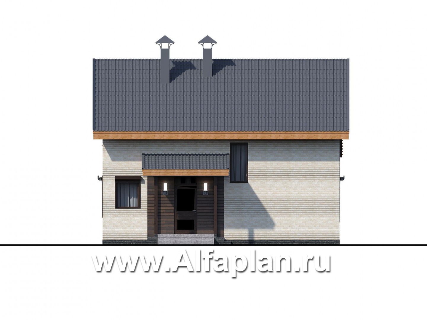 Проекты домов Альфаплан - «Сигма» - небольшой дом с сауной на первом этаже - изображение фасада №3