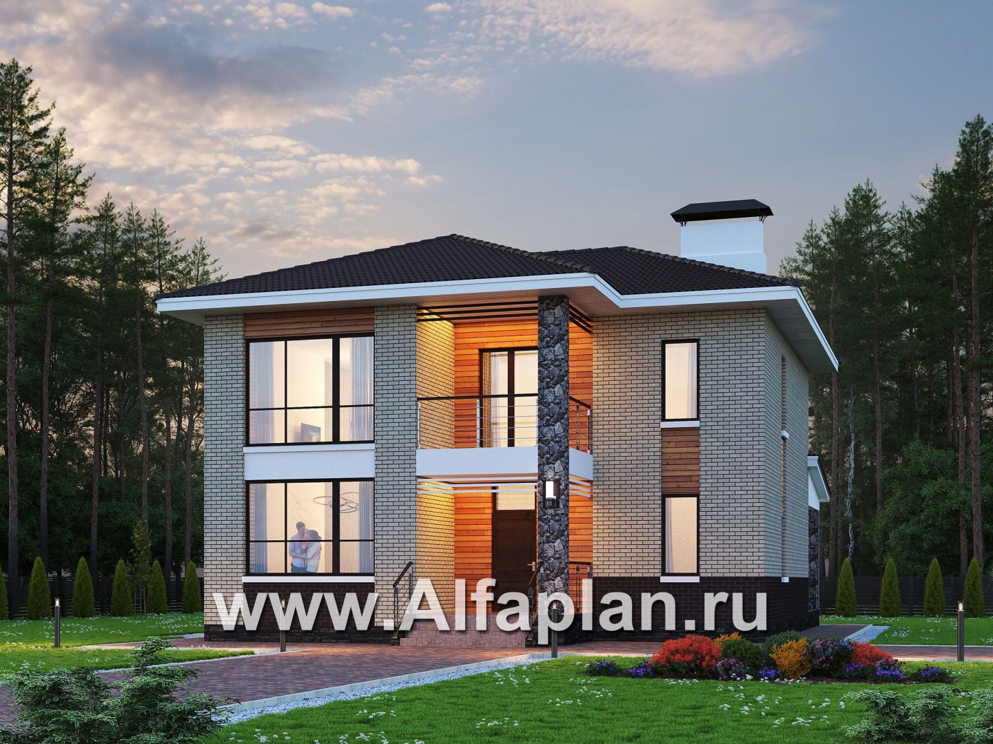 Проекты домов Альфаплан - «Формула успеха» - загородный дом с удобной планировкой - основное изображение