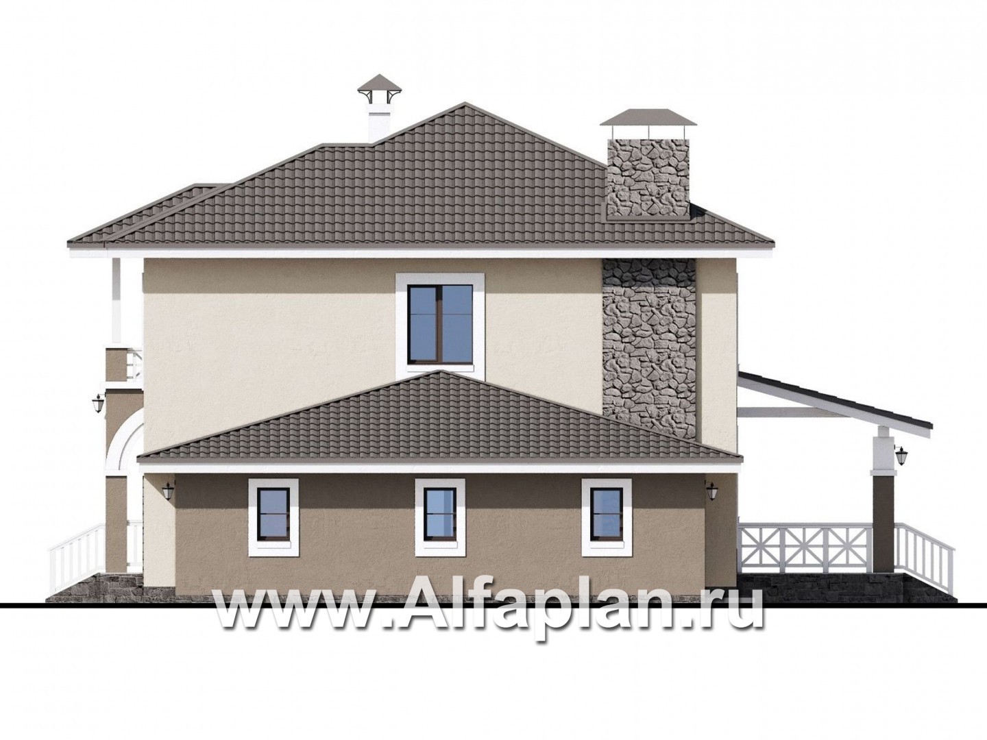 Проекты домов Альфаплан - «Синяя птица» - красивый компактный коттедж с сауной - изображение фасада №2