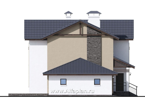 Проекты домов Альфаплан - «Каюткомпания» - экономичный дом для небольшой семьи с гаражом - превью фасада №3
