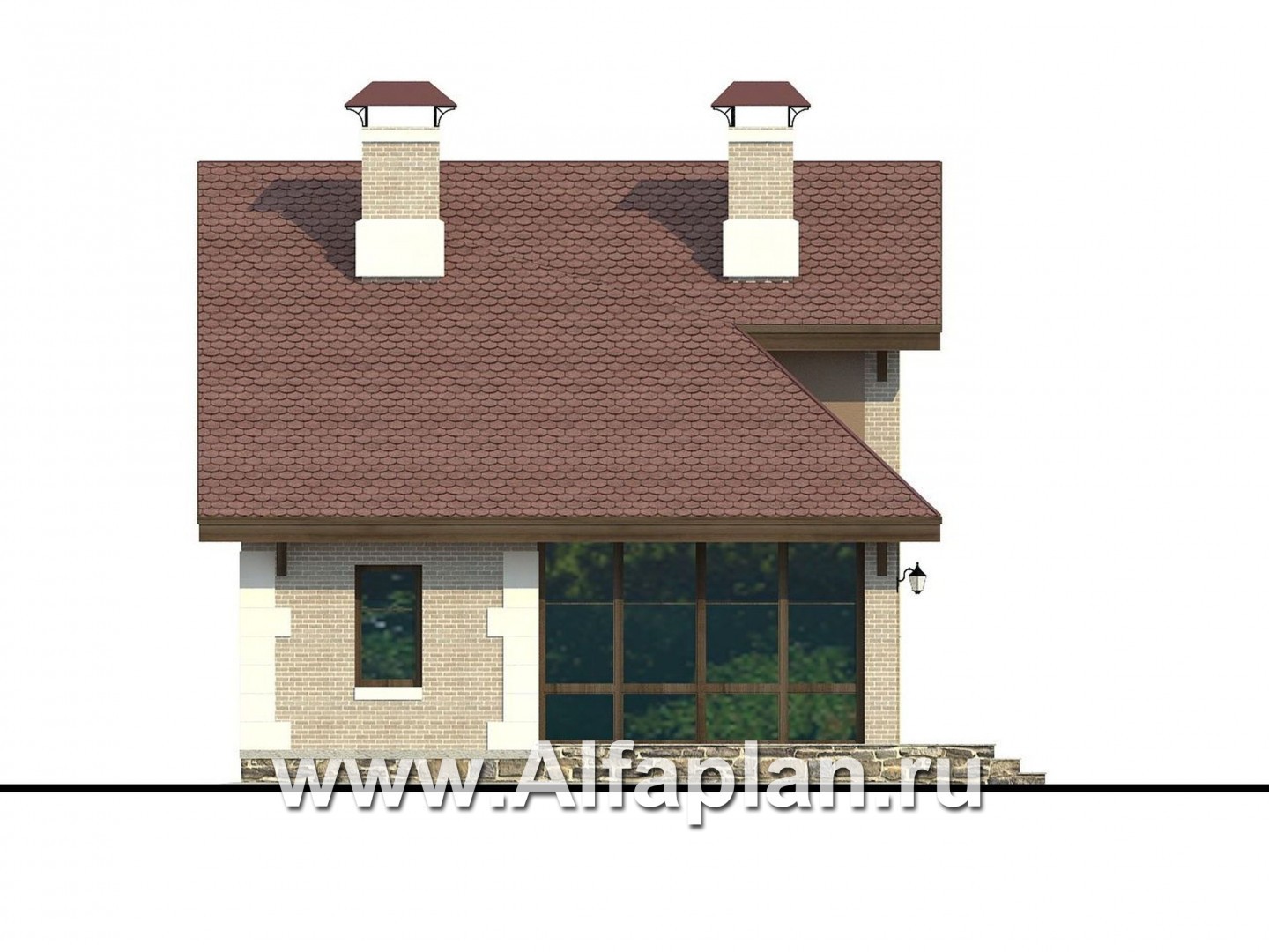 Проекты домов Альфаплан - «Замечательный сосед» - небольшой дом с верандой и студией в мансарде - изображение фасада №3