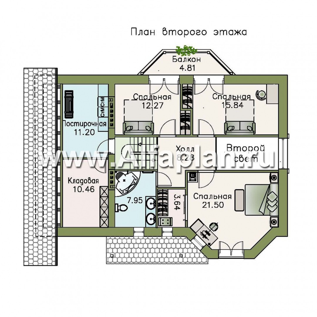Проекты домов Альфаплан - «Регенсбург Плюс»- вариант коттеджа 22А с цокольным этажом - план проекта №3