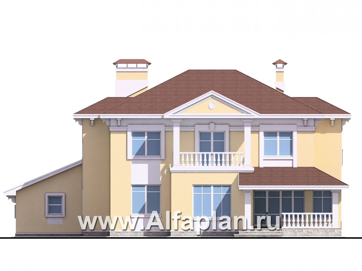 Проекты домов Альфаплан - Вилла «Эдельвейс» - элитный дом в классическом стиле - изображение фасада №4