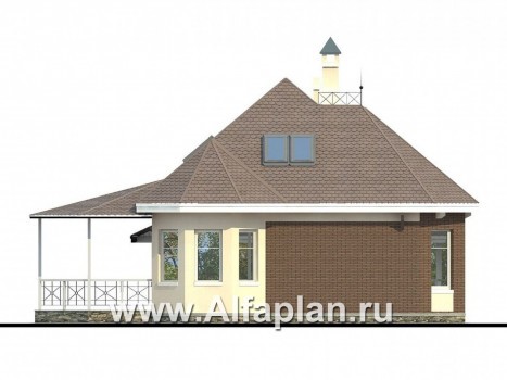 Проекты домов Альфаплан - «Душечка плюс» - компактный дом с навесом для машин - превью фасада №3