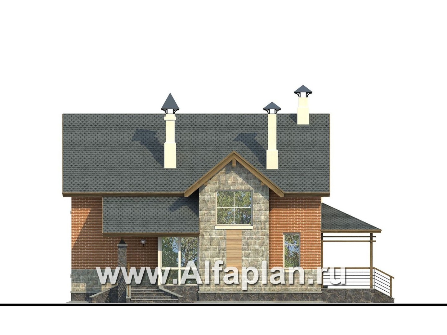 Проекты домов Альфаплан - «Вишневый сад»- проект небольшого дома или дачи - изображение фасада №2