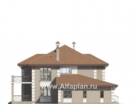 Проекты домов Альфаплан - «Капулетти» - двухэтажный коттедж с гаражом на две машины - превью фасада №3