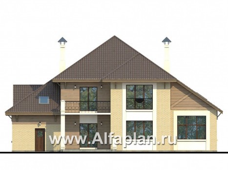 Проекты домов Альфаплан - «Последний герой» - особняк с двусветной гостиной - превью фасада №4