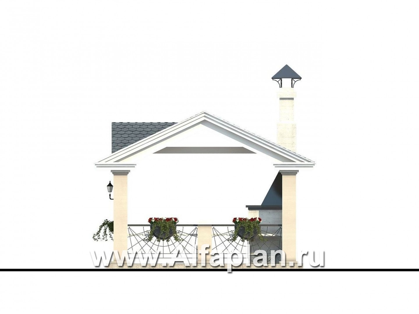 Проекты домов Альфаплан - Беседка-павильон с камином - изображение фасада №3