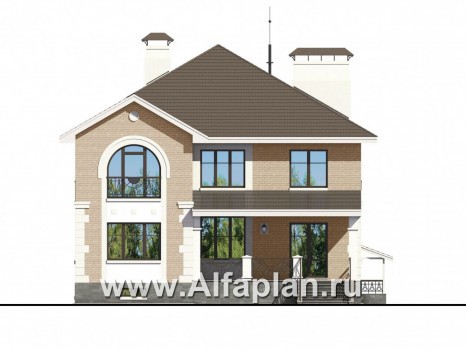 Проекты домов Альфаплан - «Феникс» - коттедж с компактным планом и цокольным этажом - превью фасада №4