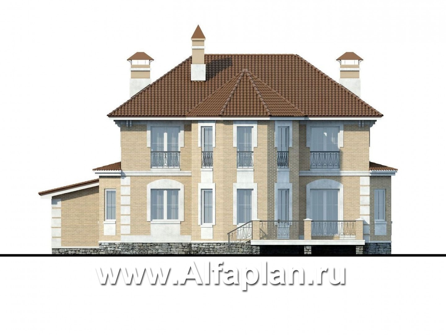 Проекты домов Альфаплан - «Головин» - аристократический коттедж - изображение фасада №4