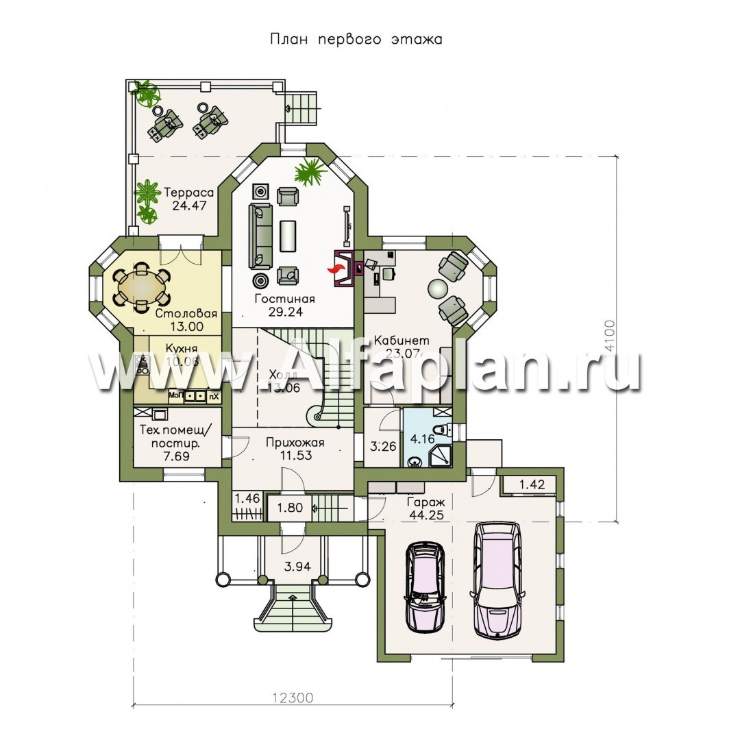 Проекты домов Альфаплан - «Головин» - аристократический коттедж - изображение плана проекта №1
